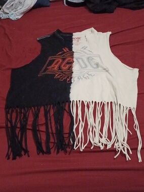 AC DC Womens Plus Size Two-Tone Fringe Shirt Size 1X